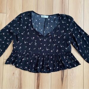 Floral Black Women's Crop Top